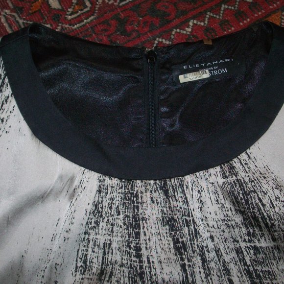 Elie Tahari silk blouse, Black, Size Small Lined Halter Top Zip Back Gathered - Picture 4 of 8